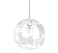 Relaxdays Lampadario Soffitto Sferica, Lampada Sospeso a Globo, Altezza Regolabile, in Metallo, Diametro: 30 cm, Bianco