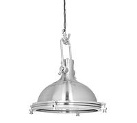 Relaxdays Lampadario a soffitto industrial ferro lampada a sospensione chiusa vetro latteo da salotto laccata argento