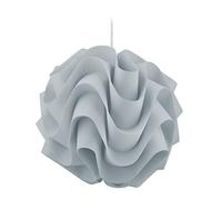 Relaxdays Lampadario a Sospensione, 137x34cm, da Soffitto, Salotto e Camera, AttaccoE27, Stoffa a Pieghe, Grigio Chiaro