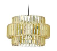 Relaxdays Lampadario a Sospensione, H x D: 135 x34, Lampada da Soffitto per Salotto e Camera, Lampadina E27, Oro Argento