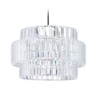 Relaxdays Lampadario a Sospensione, HxD 126x34 cm, da Soffitto, per Salotto e Camera, Lampadina E27, Trasparente/Argento