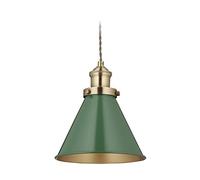 Relaxdays Lampadario a Sospensione Industrial, 130x18,5 cm, Lampada per Salotto e Camera, Lampadina E27, Verde Ottone