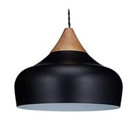 Relaxdays Lampadario a Sospensione, Legno e Ferro, HxD 129x32 cm, Lampada da Soffitto Moderna, Attacco E27, Cucina, Nero