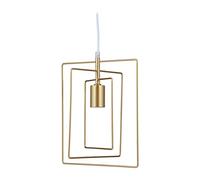 Relaxdays Lampadario a Sospensione Moderno, HLP 32x32x28 cm, da Soffitto, per Salotto e Camera, Lampadina E27, Dorato, Ferro