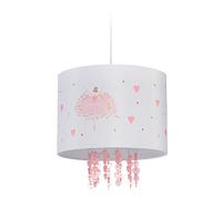 Relaxdays Lampadario a Sospensione per Bambini, Cameretta e Stanza dei Giochi, Ballerine, Cuori, 158x35 cm, Bianco Rosa