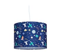 Relaxdays Lampadario a Sospensione per Bambini, Cameretta e Stanza dei Giochi, Motivo Spazio, HxD: 155x35 cm, Colorato