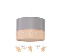 Relaxdays Lampadario a Sospensione per Bambini, Cameretta, Stanza dei Giochi, Nuvole, Stelle, HD 160x35 cm, Beige Grigio