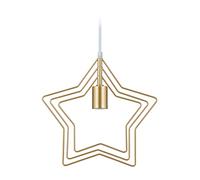 Relaxdays Lampadario a Sospensione Stella, HLP 132x32x28 cm, da Soffitto, per Salotto e Camera, Lampadina E27, Dorato, Ferro, 1 Lampada
