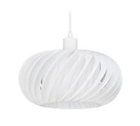 Relaxdays Lampadario,Aspetto Ventola,Paralume Rotondo,Attacco E27,60W,Plastica, Acciaio,da Soffitto, Ø 31 cm, Bianco