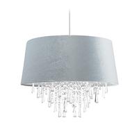Relaxdays Lampadario con Pendenti, Paralume in Velluto, Attacco E27, Salotto, Lampada da Soffitto, HD140x45,5 cm, Grigio