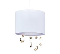 Relaxdays Lampadario per la Cameretta, con Lune e Stelle, E27, Lampada per Bambini, H x D: 168 x 35 cm, Bianco Oro, Ferro