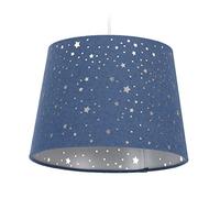 relaxdays Lampadario per la Cameretta con Stelle, Paralume in Stoffa Stellato Rotondo, da Soffitto Bambini, blu