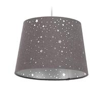 Relaxdays Lampadario per la Cameretta con Stelle, Paralume Stellato Rotondo, da Soffitto Bambini, grigio