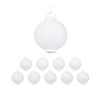 Relaxdays Lanterne LED Bianche, Set da 10, a Batteria, per Interni & Esterni, da Appendere, Carta, Ø 20cm, Bianco