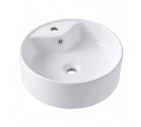 Relaxdays Lavabo da appoggio, foro per rubinetto, 14,5 x 41 cm, bianco | Con troppopieno, ceramica, effetto loto, lavabo rotondo, per bagni piccoli & bagno degli ospiti