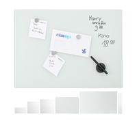 Relaxdays Lavagna Magnetica in Vetro, Scrivibile, Bacheca da Parete, 3 Calamite, Pennarello, 80 x 50 cm, Bianca