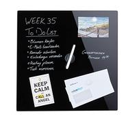 Relaxdays Lavagna Magnetica in Vetro, Scrivibile, Bacheca da Parete, 3 Calamite, Pennarello, HxL: 50 x 50 cm ca., Nera