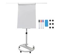 Relaxdays Lavagna Magnetica Regolabile con Ruote, Supporto pennarelli, Alluminio, 200x70x65 cm, Bianca