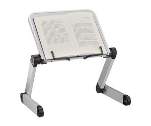 Relaxdays Leggio da Tavolo per Libri, Altezza Regolabile, LxP: 30,5x24 cm Reggilibri, Quaderni, Tablet, Bianco Argentato