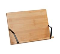 Relaxdays Leggio da Tavolo per Libri da Cucina, Reggilibri e Tablet Pieghevole in bambù, H x L: 19 x 28 cm, Marrone
