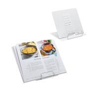 Relaxdays Leggio da Tavolo per Libri, Set 2 Supporti Reggilibri Quaderni Tablet, Regolabile 6 Livelli, Acciaio, Bianco