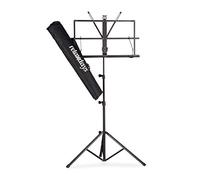 Relaxdays Leggio per Spartiti con Custodia, da Orchestra, Pieghevole e Leggero, 60-130 cm, Nero, Ferro, 6-13 cm