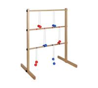 Relaxdays Leitergolf - Gioco da Lancio per Giardino per Bambini, Scala con 6 Palline, 89x64x45 cm, Legno Naturale