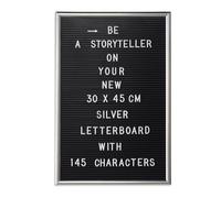 Relaxdays Letter Board con Cornice, Lettere Numeri Caratteri Speciali, Bacheca con Scanalature XL, 30x45 cm, Argento