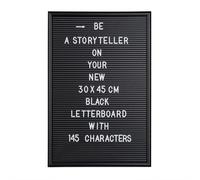 Relaxdays Board con Cornice, Lettere Numeri Caratteri Speciali, Bacheca con Scanalature XL, 30x45 cm, Nero, Fibra di Legno, 1