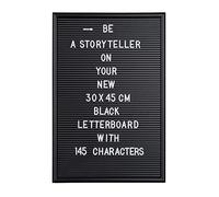 Relaxdays Letter Board con Cornice, Lettere Numeri Caratteri Speciali, Bacheca con Scanalature XL, 30x45 cm, Nero