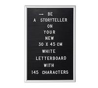 Relaxdays Board con Cornice, Lettere Numeri Caratteri Speciali, Bacheca con Scanalature XL, 30x45 cm, Bianco, 1