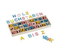 Relaxdays Lettere in Legno, Set 324 Letterine Maiuscole da A-Z ed & Commerciale, Bricolage e Lavoretti, 3 cm, Colorato