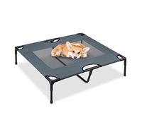 Relaxdays Lettino per Cani, Brandina Rialzata Dog Beds, in Metallo e Plastica, Fino a 35 kg, HxLxP: 20x92x76 cm, Grigio, Acciaio