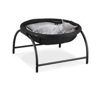 Relaxdays Letto Amaca per Gatti, Cani Piccoli, Cuccia Rialzata Animali Domestici, Lettino a Rete HLP: 25x44x42 cm, Nero, Poliestere, Acciaio