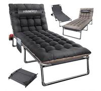 Relaxdays Letto Campeggio Pieghevole con Materasso, Cuscino nuca e Porta Smartphone, Max 250 kg