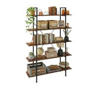 Relaxdays Libreria 5 Ripiani in MDF e Metallo, Design Industriale, 177.5x33.5x105 cm, Marrone