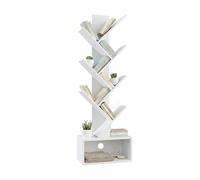 Relaxdays libreria a Forma di Albero, 6 Ripiani, 113x38x20 cm, per Libri e CD, vano, Bianco