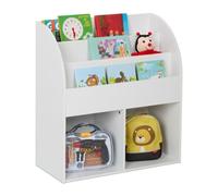 Relaxdays Scaffale Portagiochi Bambini, Libreria con 5 Scomparti Porta Libri e Giocattoli, HLP: 78,5x72x33,5 cm, Bianco, Fibra di Legno