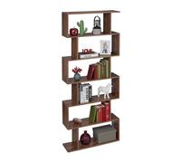relaxdays Libreria Portaoggetti a 6 Ripiani in Legno MDF, Scaffale a Scala, Divisorio, HLP 190,5x80x23 cm, Marrone Scuro, Fibra, 1 pz