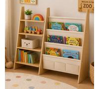 Relaxdays Libreria bimbi: tasche stoffa & ripiani