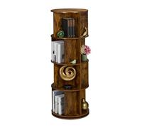 Relaxdays Libreria Girevole, 20 Scomparti 137x50 cm, Scaffale Industriale Porta Libri, CD, Dvd, Colonna Rotante, Marrone, Acciaio, Fibra di Legno