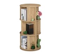 Relaxdays Libreria Girevole, 15 Scomparti Effetto Legno, Scaffale per Libri, CD e Dvd, Colonna Rotante, HxD: 104x50 cm, Acciaio, Fibra
