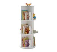Relaxdays Libreria Girevole per Bambini, 12 Ripiani, HxPxL: 97x40x40 cm, Torre Libri Bianca