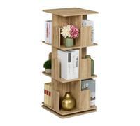 Relaxdays Libreria girevole porta libri e CD Torre 3 ripiani effetto legno 95x39x39 cm Naturale