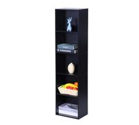 Relaxdays Libreria, HxLxP: 132 x 32 x 24 cm, 5 scomparti, scaffale a cubi aperto per soggiorno, nero