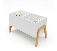 Relaxdays Libreria per Bambini, 2 Scomparti Aperti, Giocattoli e Libri, scaffale HLP: 40 x 66,5 x 34,5 cm, Bianco/Natur, Fibra, Legno, 40 x 66.5 x 34.5 cm