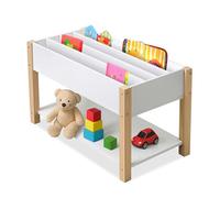 Relaxdays Libreria per bambini, 4 ripiani, scomparto aperto, giocattoli e libri, scaffale per bambini HBT: 44 x 80 x 40 cm, bianco/naturale
