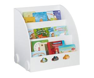 Relaxdays Libreria per Bambini, HxLxP 60x58x45 cm, Scaffale a 3 Scomparti Porta Libri, Cameretta Bimbi, in MDF, Bianco