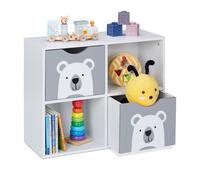 Relaxdays Scaffale per Bambini, 2 Cassetti Portagiochi, HLP: 48x60x24,5 cm, Libreria per Cameretta Giochi, Bianco Grigio, Fibra di Legno