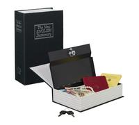 Relaxdays Libro Cassaforte, Cassetta Sicurezza, Rivestita in Acciaio, 2 Chiavi, Dizionario, 24x15,5x5,5 cm, Nero, 24 x 15.5 x 5.5 cm